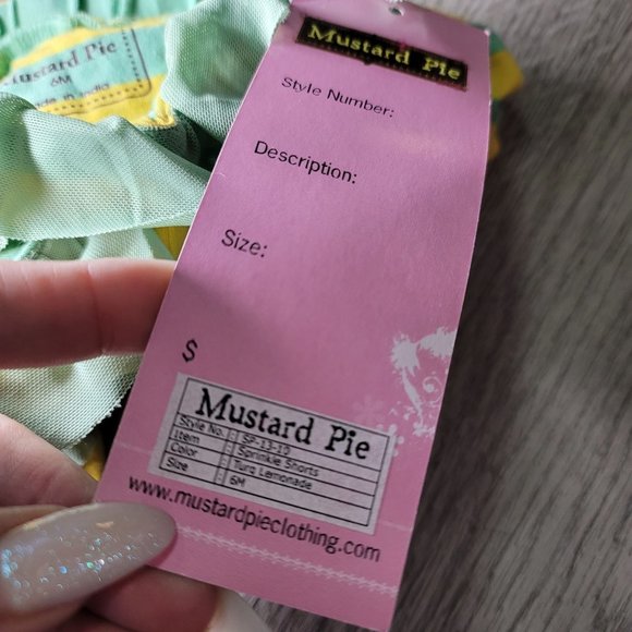 Mustard Pie NWT sprinkle shorts yellow blue stripes with ruffle detail size 6m - Picture 3 of 5